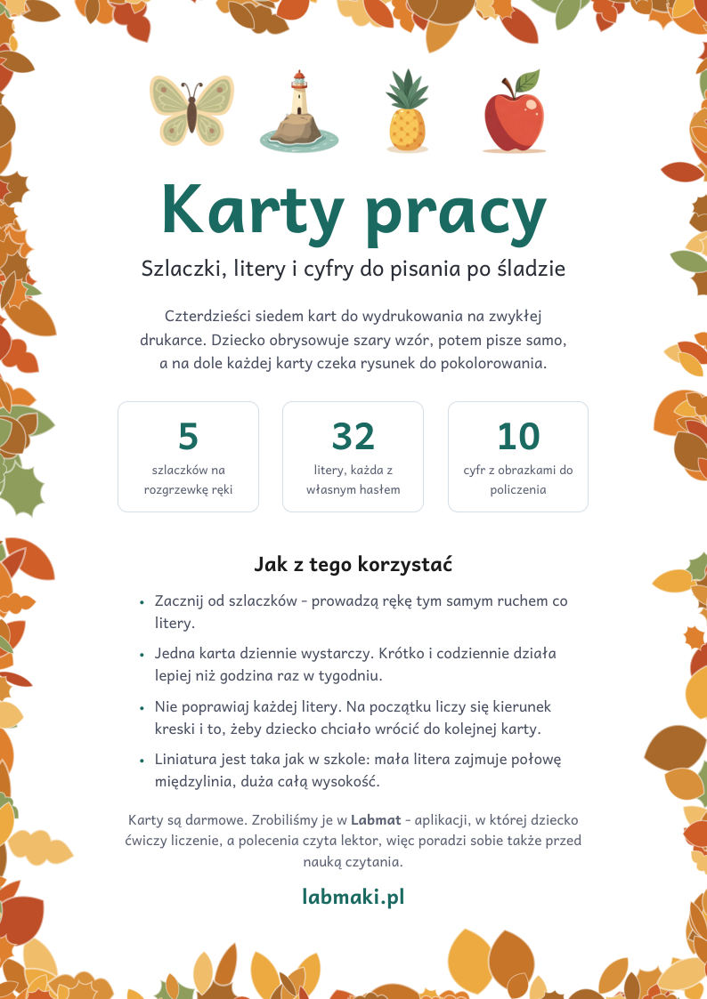 Strona tytułowa kart pracy